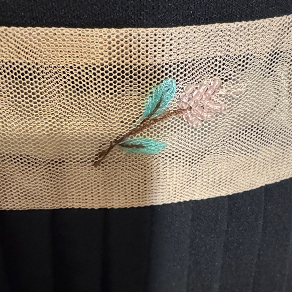 BCBG Y2K Black Skirt with Embroidered Hem - Picture 5 of 11